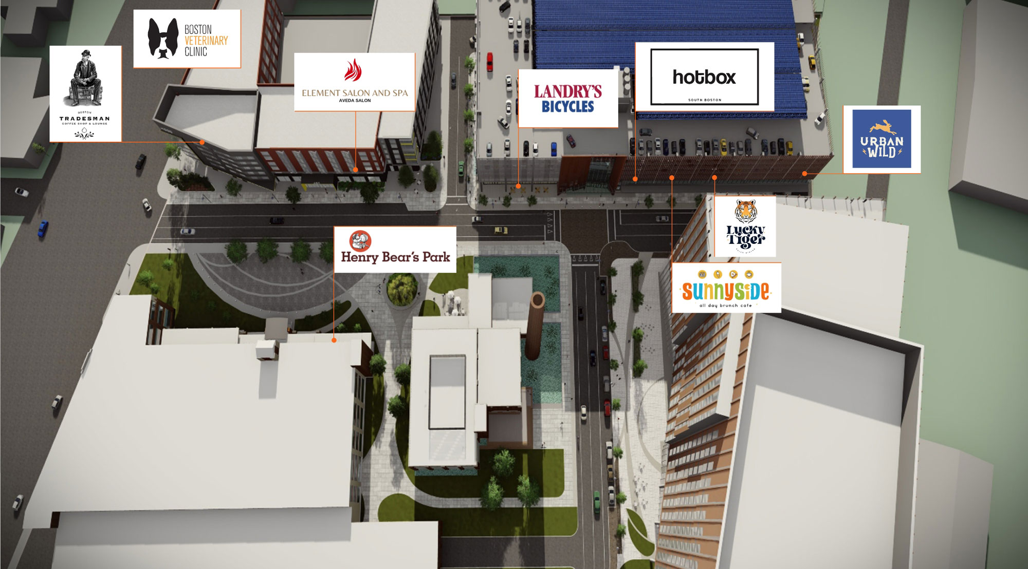 Map graphic depicting various leisure spots