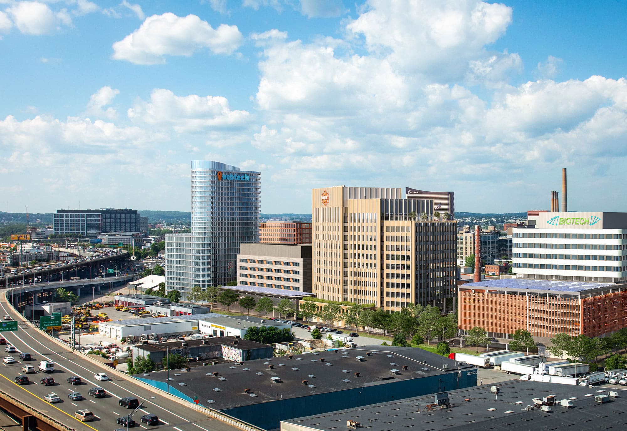 Aerial view of Hood Park from the neighboring highway